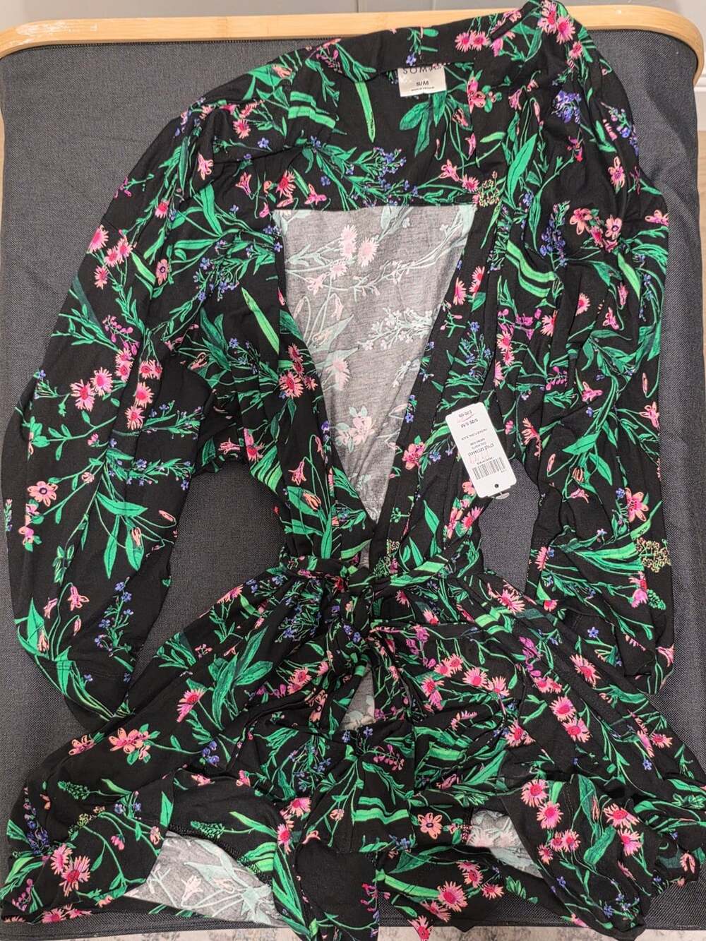 Soma Cool Nights Kimono Robe Size S/M Passage Floral Black